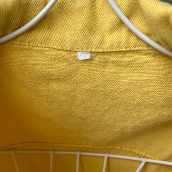 Women's Ripped Distressed Button-Up Denim Jacket Yellow Size XS - Picture 10 of 15
